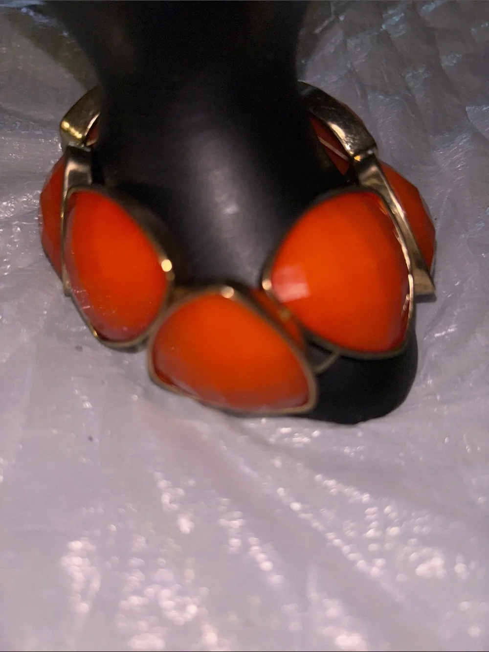 Gold-Tone Orange Stone Cuff Bracelet
